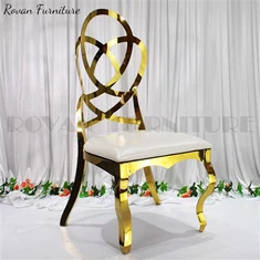 Kultaiset ruostumattomasta teräksestä valmistetut hääruokailutuolit